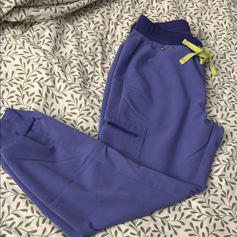 Purple Jogger Pants with Neon Green Drawstring